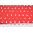 Cotton 100% anchors on a red background, poplin
