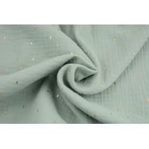 Double gauze 100% cotton golden marks on a sage background