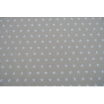 Cotton 100% white stars 20mm on a light beige background II quality