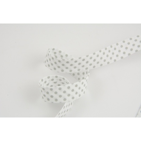 Cotton bias binding white with 3mm gray dots Cotton bias binding white with 3mm gray dots