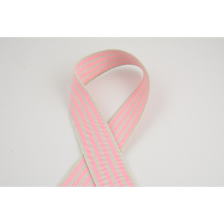 Natural tape with bright pink stripes, 40mm