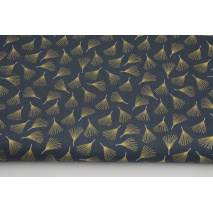Cotton 100% golden fans on a graphite background, poplin