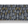Cotton 100% white and golden Christmas trees a graphite background, poplin