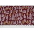 Cotton 100% white and golden Christmas trees a burgundy background, poplin
