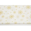 Cotton 100% golden snowflakes a white background, poplin