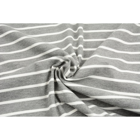 Rib knit fabric, gray melange 4mm/18mm