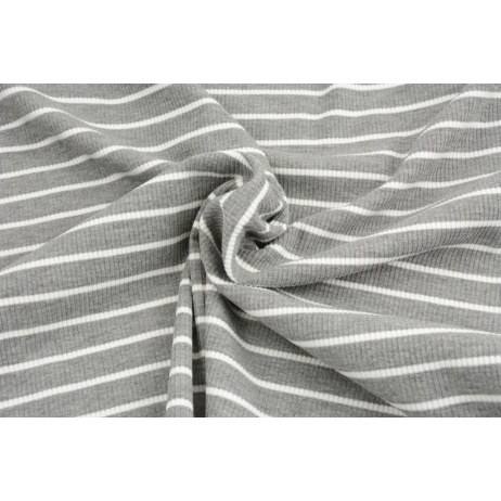 Rib knit fabric, gray melange 3mm/12mm