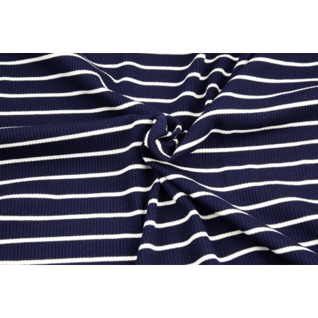 Rib knit fabric, navy stripes 3mm/12mm