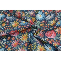 Single jersey, printed embriodery flowers on a navy background, DP