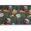 Cotton 100%, Halloween vampires, pumpkins on a green background