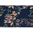 Viscose 100%, twill, flowers on a navy blue background