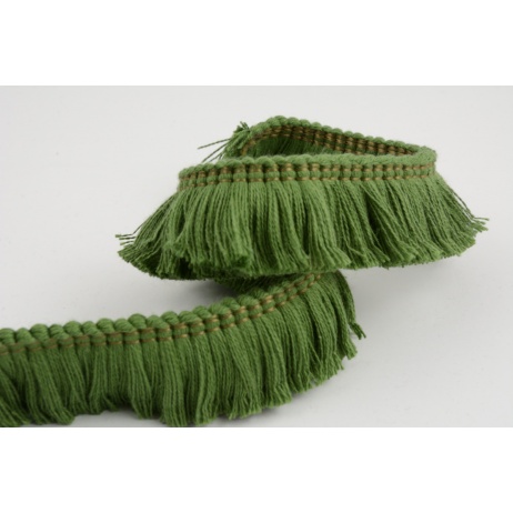 Ribbon with fringes, green 3cm