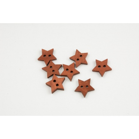 Wooden button, star, ginger brown
