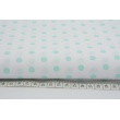 Cotton 100% mint polka dots 7mm on a white background