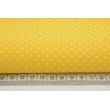 Cotton 100% white 2mm polka dots on yellow background