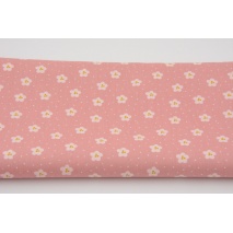 Cotton 100% flowers, polka dots on a powder pink, poplin II quality