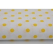 Cotton 100% yellow polka dots 7mm on a white background