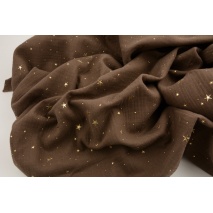 Double gauze 100% cotton gold stars on a brown background