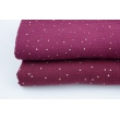 Double gauze 100% cotton golden mini dots on a beetroot background