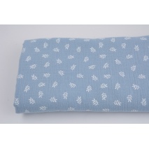 Double gauze 100% cotton leaves on a blue background