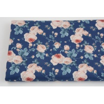 Cotton 100% pink roses on a gray background, poplin