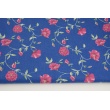 Cotton 100% pink roses on a gray background, poplin