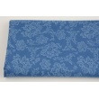 Cotton 100%, flowers made of dots on a dark blue background