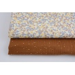 Cotton 100% brown-yellow pebbles on a creamy background