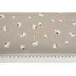 Double gauze 100% cotton daisies on cool beige