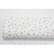 Double gauze 100% cotton caramel flowers, twigs on a white background