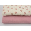 Double gauze 100% cotton heather and pink twigs on a vanilla background