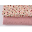 Double gauze 100% cotton golden dots on a smoky pink background