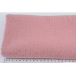 Double gauze 100% cotton golden dots on a smoky pink background
