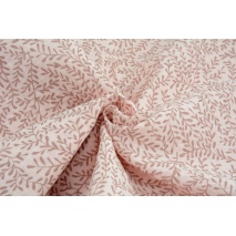 Double gauze 100% cotton twigs with leaves on a candy pink background GOTS II quality
