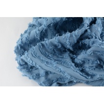 Bawełna 100%, niebieska tkanina z frędzlami