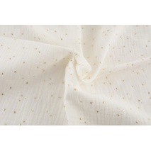 Double gauze 100% cotton golden mini dots on an ecru background