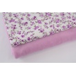 Cotton 100% lilac flowers on a white background, poplin