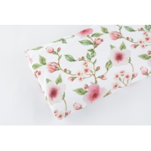 French terry, blooming flowers on a white background, GOTS