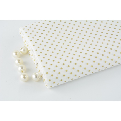 Cotton 100% mini gold dots on a white background, poplin