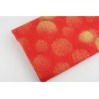 Cotton 100% gold Christmas balls on a red background, poplin