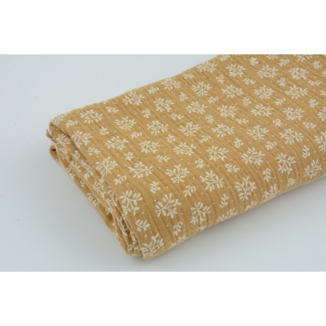 Double gauze 100% cotton, white twigs on a toffee