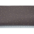 Double gauze 100% cotton golden dots on a heather brown background