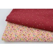 Double gauze 100% cotton golden dots on a red wine background