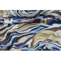 Viscose jersey, colorful waves blue-brown