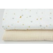 Double gauze 100% cotton, stars, moons on a white background