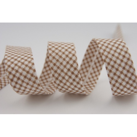 Cotton bias binding brown small check pattern Cotton bias binding brown small check pattern