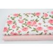 Cotton 100% coral roses on a white background, poplin