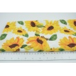 Cotton 100% sunflowers on a white background, poplin