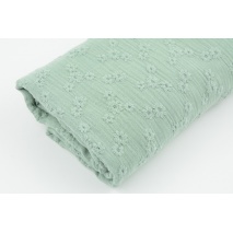 100% cotton, double gauze embroidered No.1 with flowers, sage