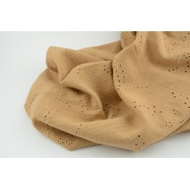 100% cotton, double gauze embroidered No. 3, toffee